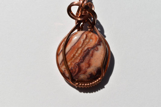 Rolling Hills Dolomite Wrapped in Copper Wire Pendant