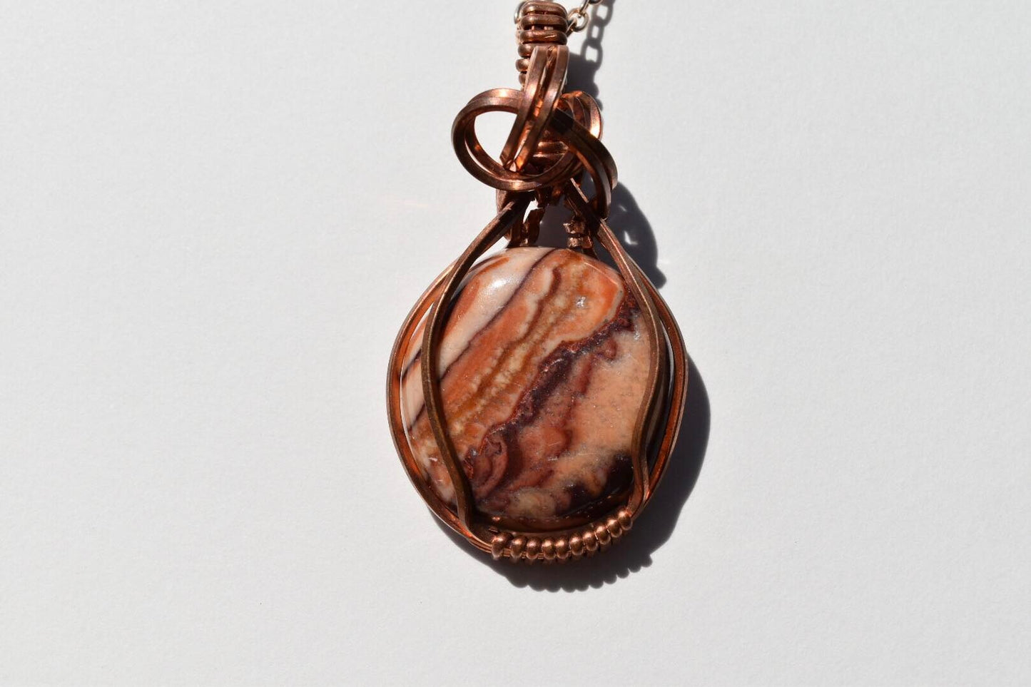 Rolling Hills Dolomite Wrapped in Copper Wire Pendant