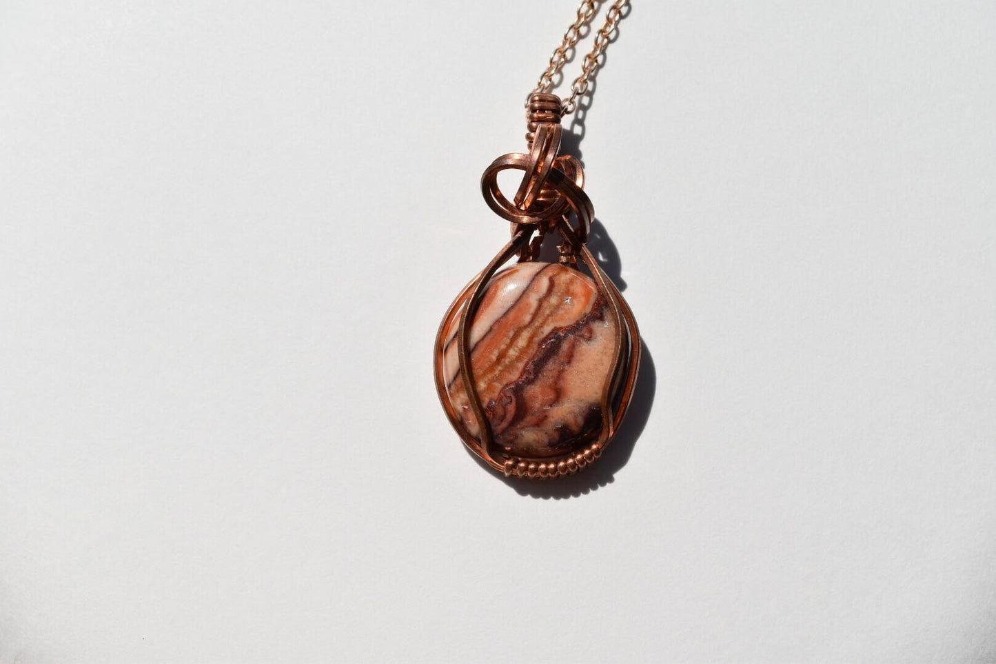 Rolling Hills Dolomite Wrapped in Copper Wire Pendant