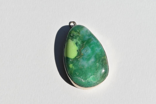 Lemon and Lime Chrysoprase in Sterling Silver Pendant