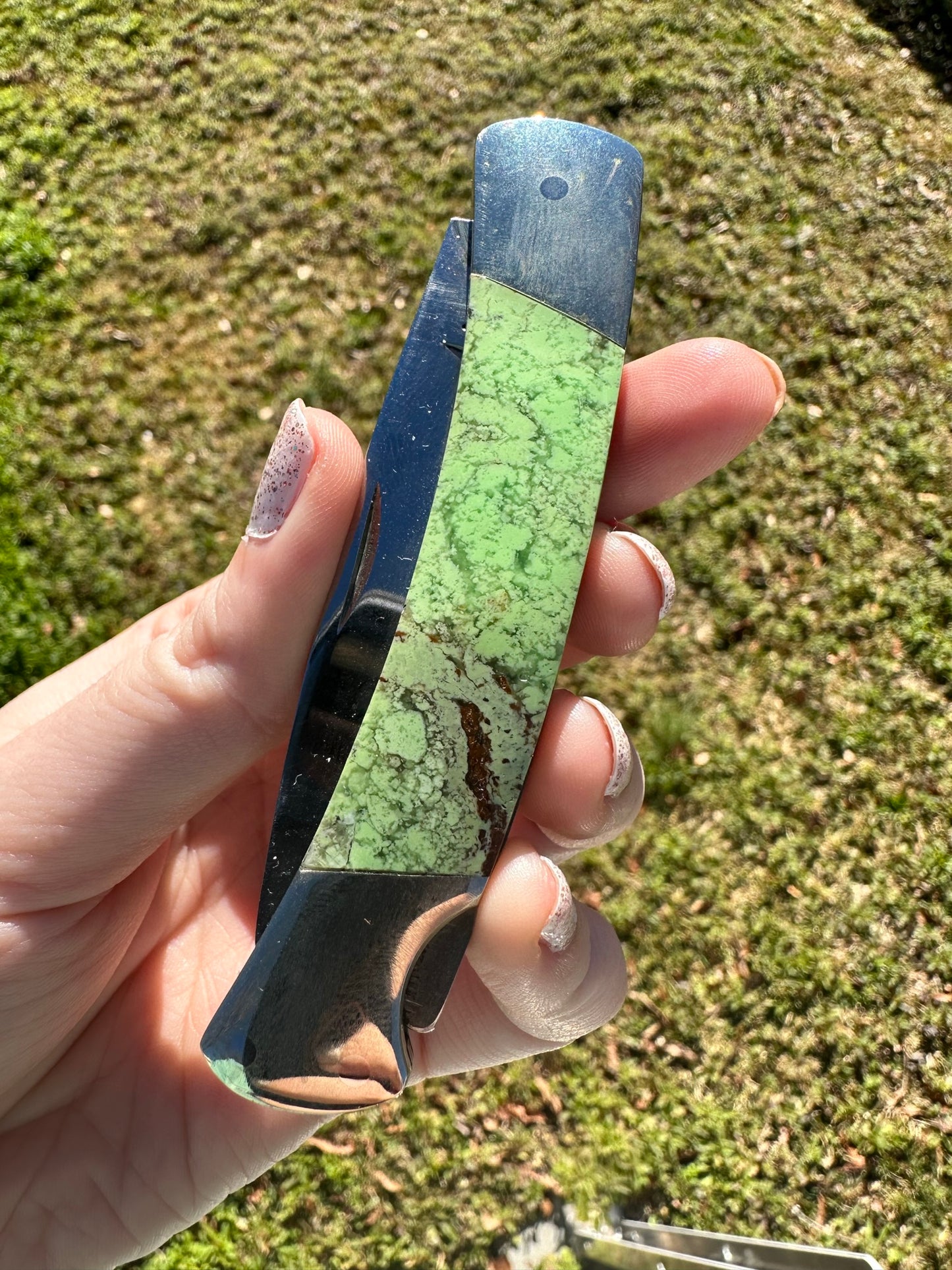 Chrysoprase Gemstone Handled Buck 501 Knife