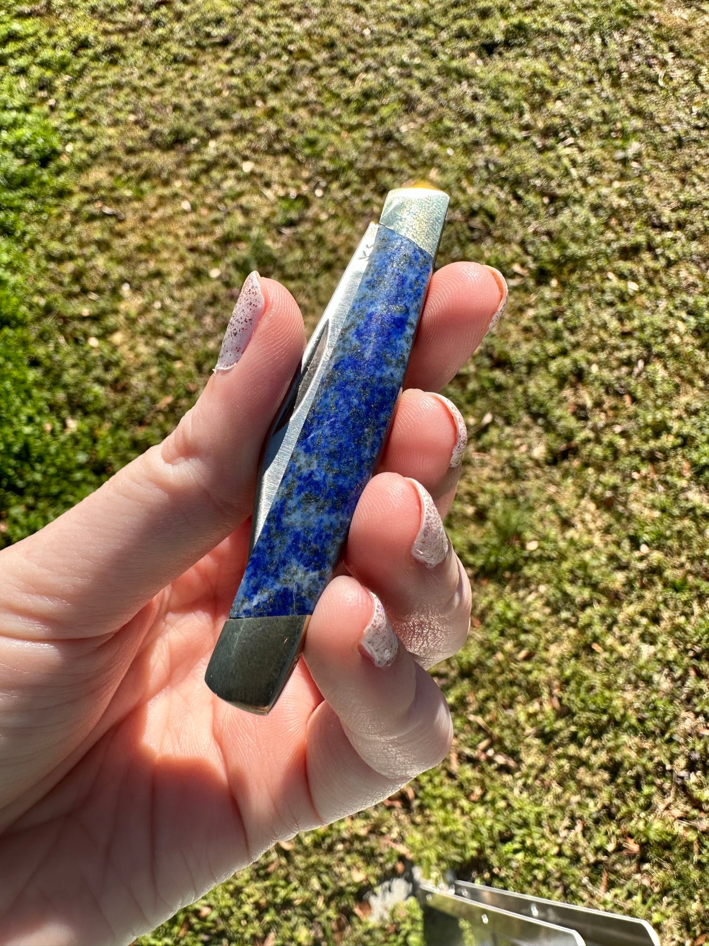 Lapis Lazuli Gemstone Handled Buck 379 Knife