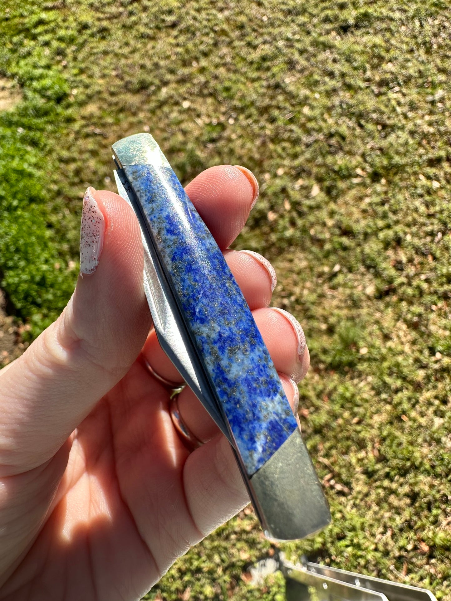 Lapis Lazuli Gemstone Handled Buck 379 Knife