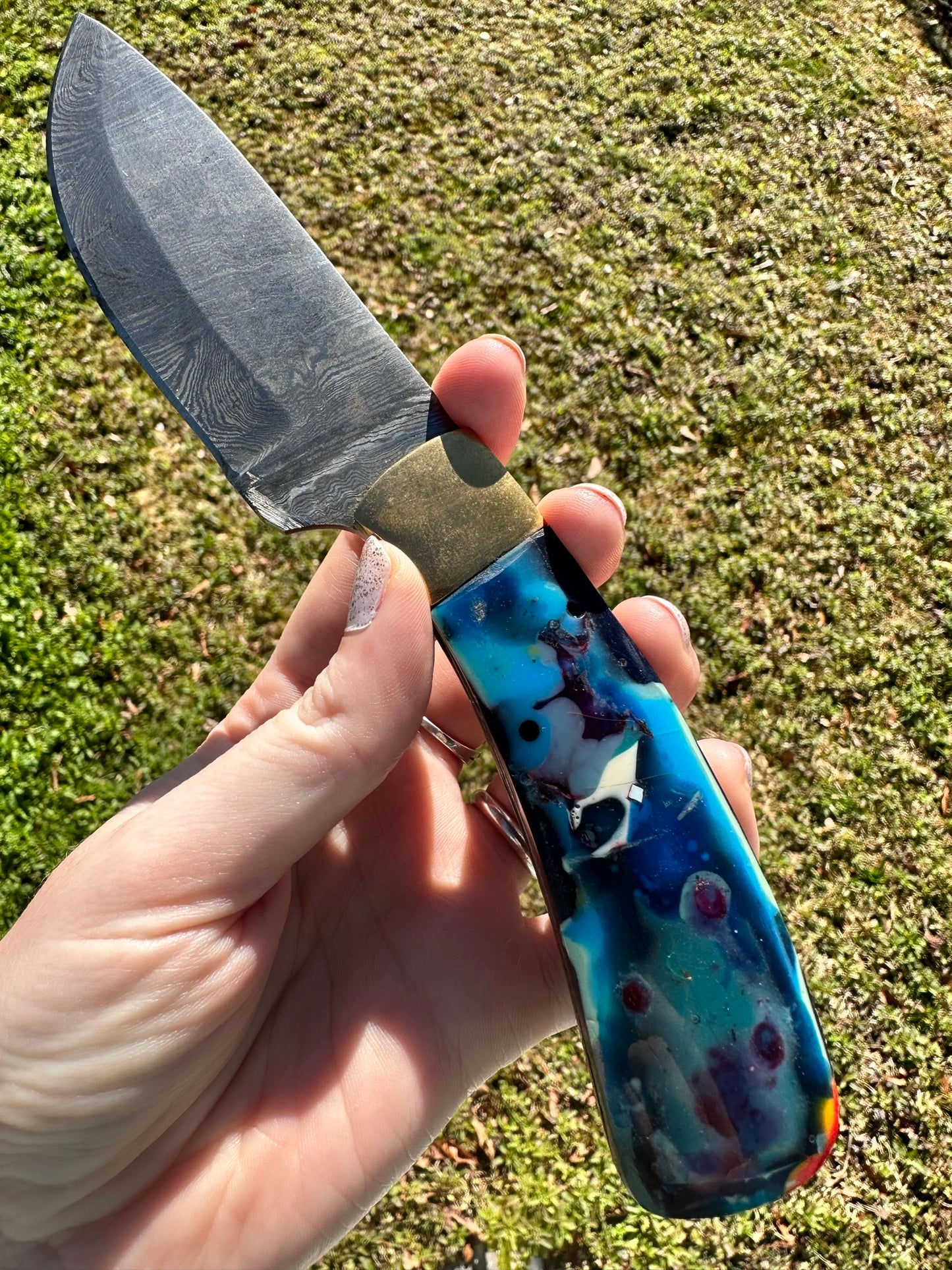 Surfite Gemstone Handled Damascus Knife