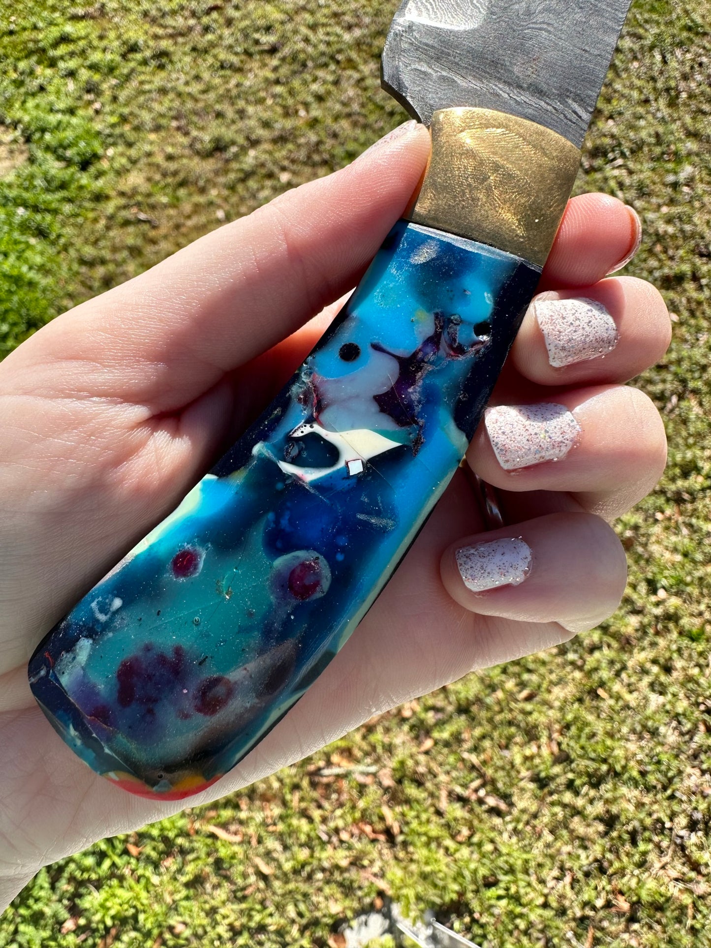 Surfite Gemstone Handled Damascus Knife